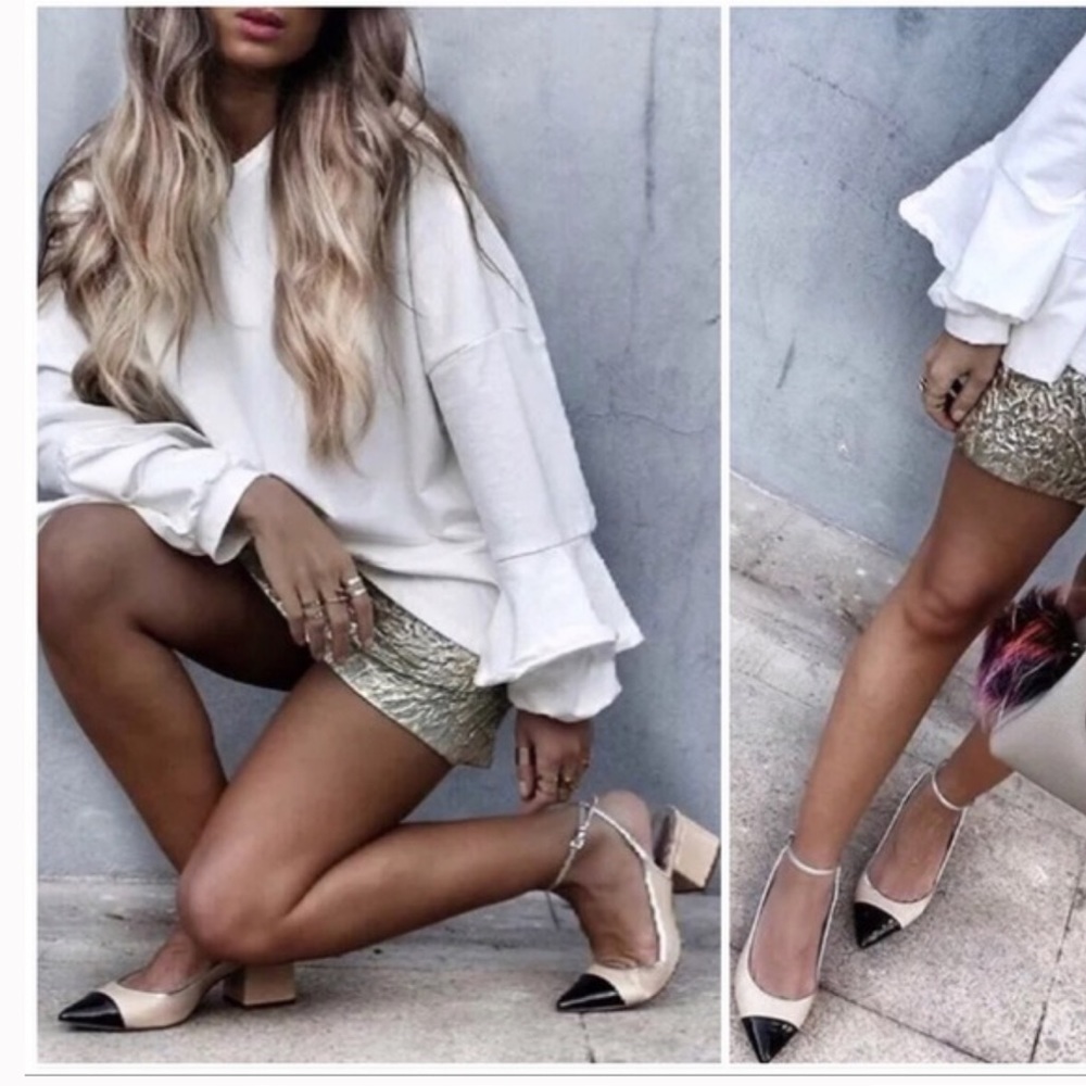 Zara-NWT-two tone cap toe block heels